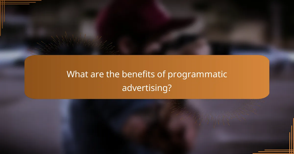 What are the benefits of programmatic advertising?