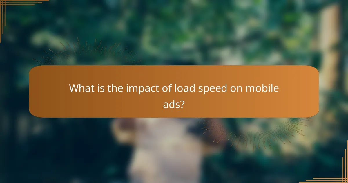 What is the impact of load speed on mobile ads?